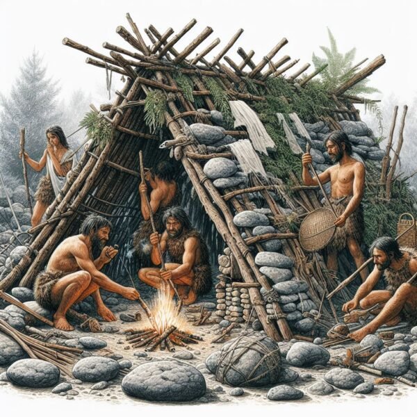 ¿Qué tipo de construcción hizo el hombre en el periodo Mesolítico?